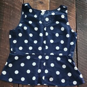 J. Crew Navy Polka Dot Blouse